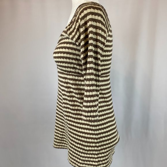 Express Striped Top with Sweetheart Neckline in Brown and Cream, Size S. - Picture 4 of 5